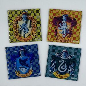 New Harry Potter Hogwarts Houses Glass Coaster Set